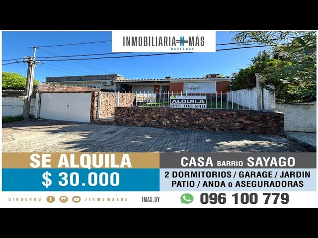 En Alquiler: Casa 2 Dormitorios + Patio y Garaje | Sayago