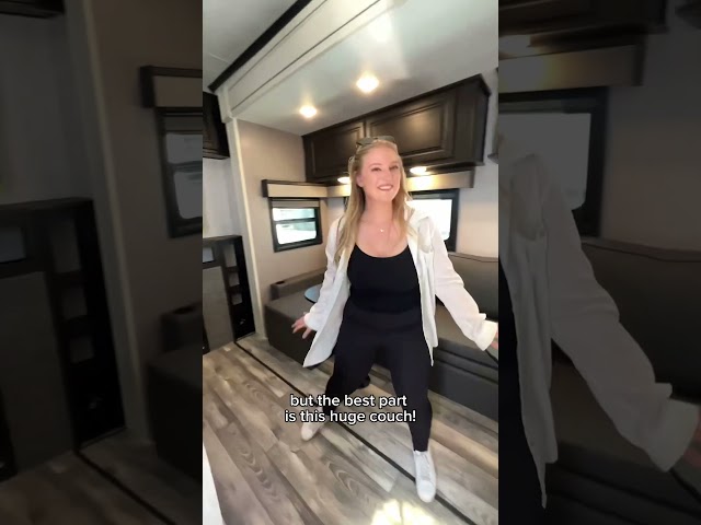 This RV has TWO living rooms! 😱#rvtour #rvlife #rvliving #rvlifestyle #rvfulltime #fifthwheel