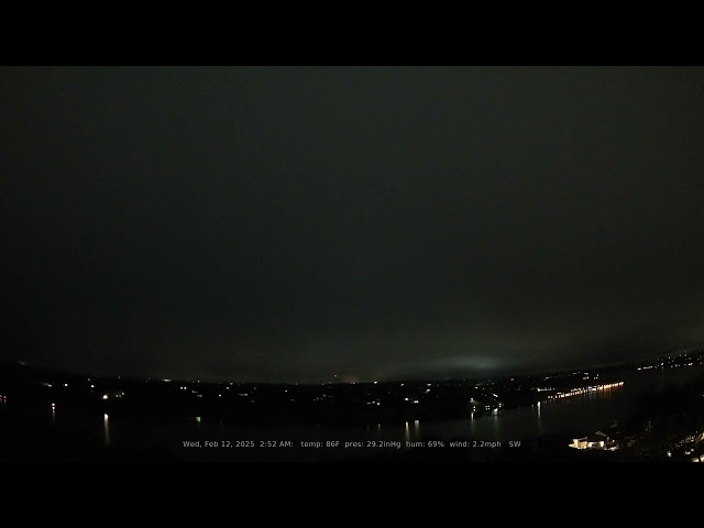 02/12/2025: Nightlapse: Lake Travis, Texas (Austin, TX): 4K, 60fps Daily Timelapse Video