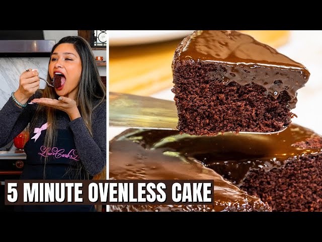 5 MINUTE OVENLESS CAKE! How to Make Keto Chocolate Cake - Low Carb Dairy Free!