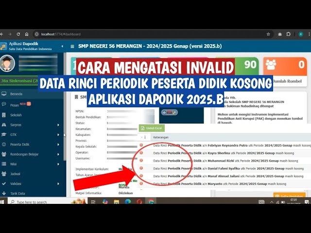 CARA MENGATASI INVALID DATA RINCI PERIODIK PESERTA DIDIK DAPODIK 2025.B