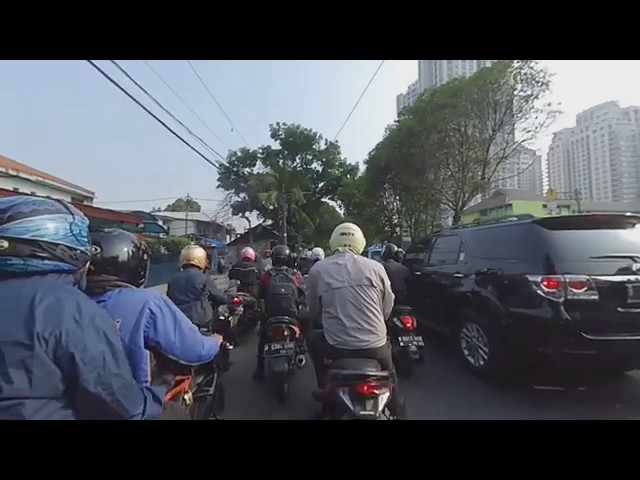 VR180 3D 4K 50FPS Stereo Binaural | Motorbike to Work From Bintaro to Sudirman Jakarta