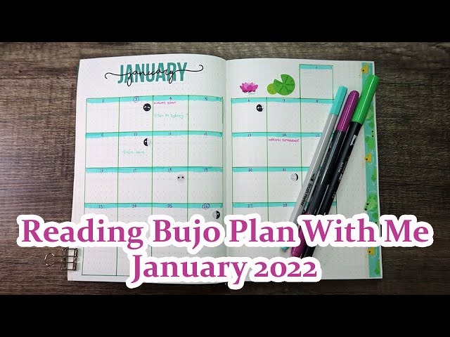 reading bujo plan with me | frog theme (january 2022) [CC]