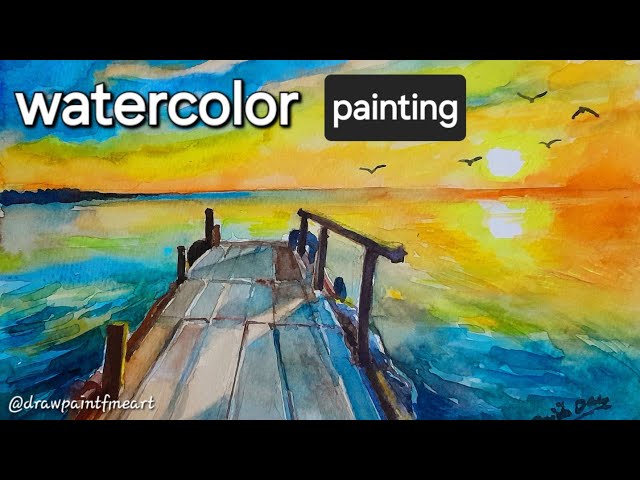 EASY SUNSET Painting Tutorial | SIMPLE Watercolor Painting