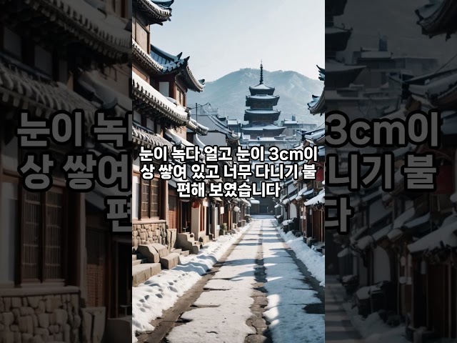 25년 설날 눈이 많이 와 쌓였는데, 신기하게 용화미륵부처님계시는 용화사 앞에만 눈이 녹아 있었어요 불자의 소리