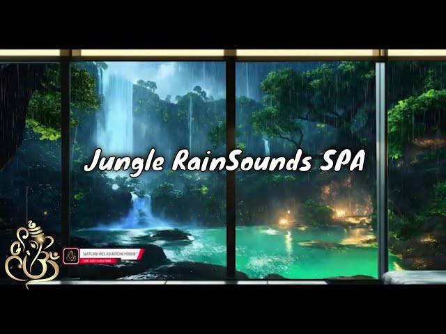 Relaxing raining jungle, waterfall inspiration for spa and sleep