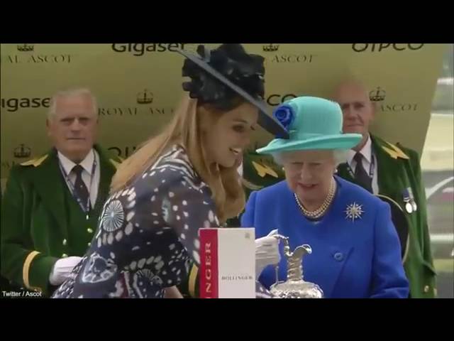 Her Majesty Queen presented with trophy after Ascot race win