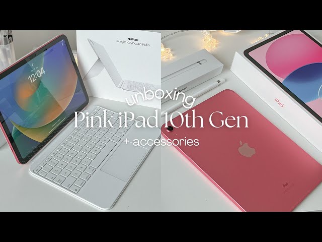 ipad 10th gen (pink) unboxing | apple pencil, magic folio keyboard, accessories 💓🌸