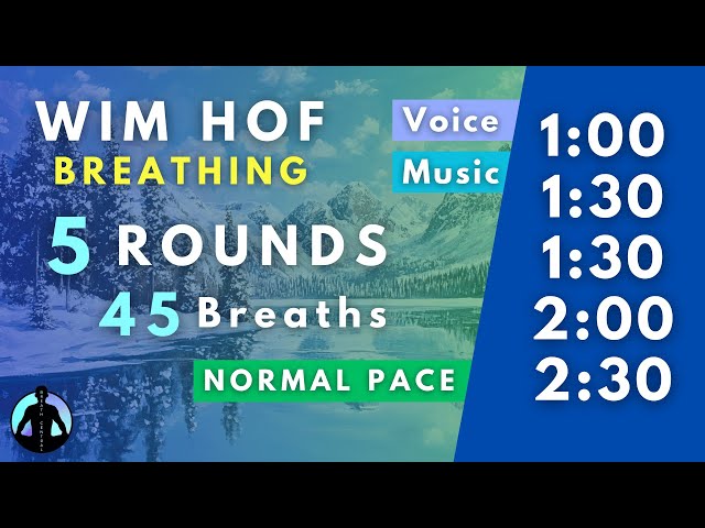 WIM HOF Guided Breathing | 45 Breaths 5 Rounds Normal Pace | Up to 2:30min