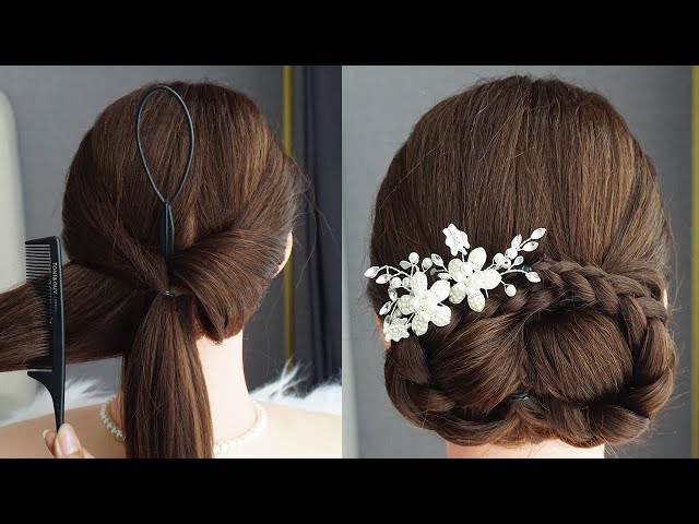 Flower Braid Bun Hairstyle Step By Step - Easy Bridal Hairstyle Tutorial