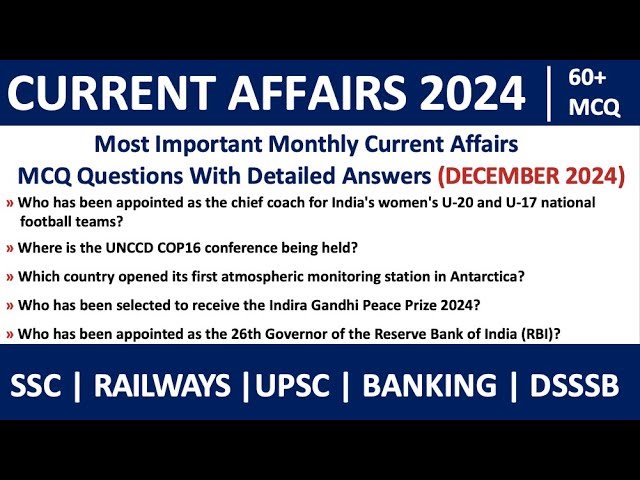 Monthly Current Affairs December 2024 in English | Current Affairs December 2024 | Current Affairs.