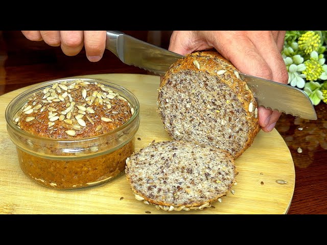 🍞 Bread in 5 minutes! No flour, no yeast – a delicious and healthy homemade bread recipe!!