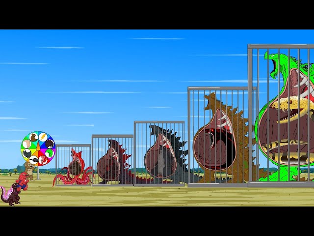 Rescue All Family GODZILLA & KONG, GODZILLA EARTH, SHARK, GIANT PYTHON: Rotation Luck -FUNNY CARTOON