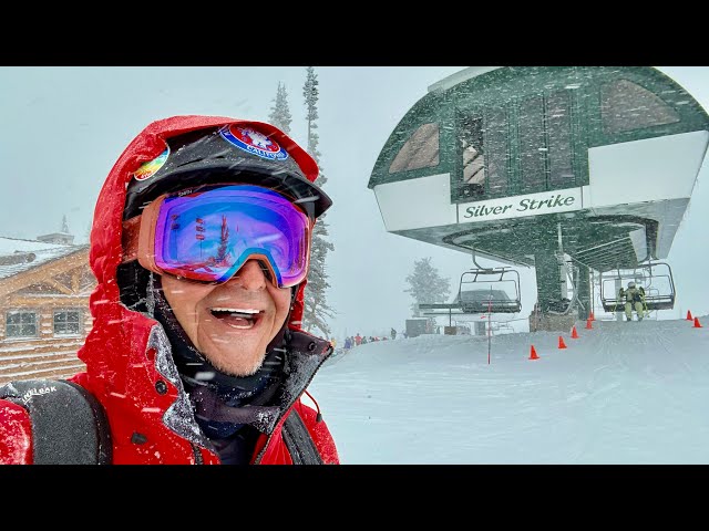 Skiing Deer Valley’s easy Ontario run from the top of the Silver Strike lift on a powder Friday