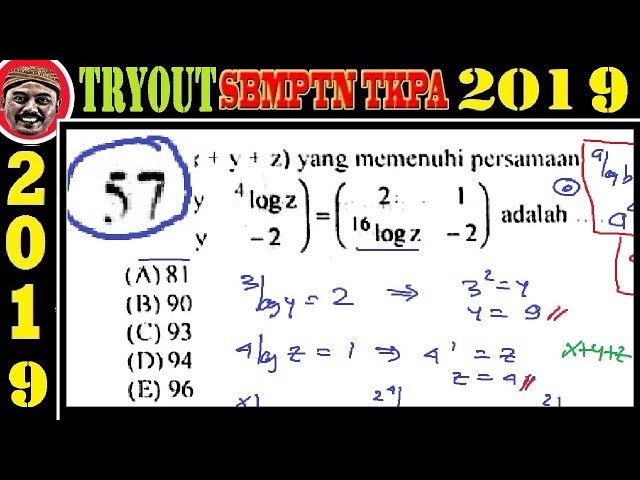 tryout SBMPTN 2019 TKPA , matematika dasar no 57 matriks logaritma