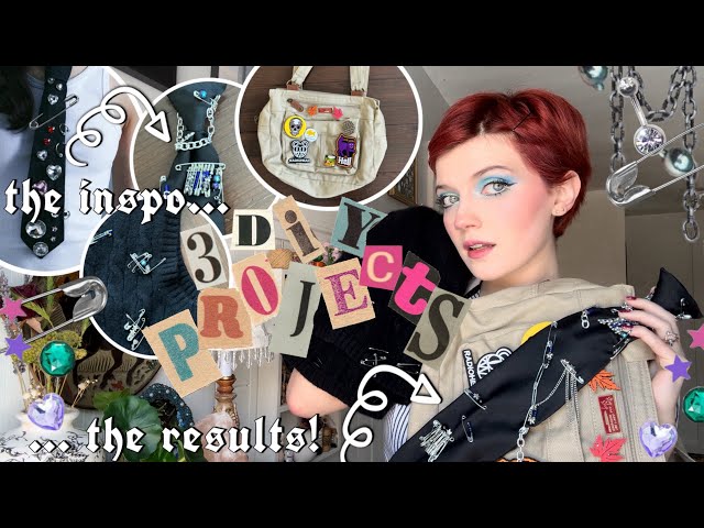 3 EASY, DIY / UPCYCLE CLOTHING PROJECTS 🧷✨ pins, patches, and beads | thrifted, alternative fashion