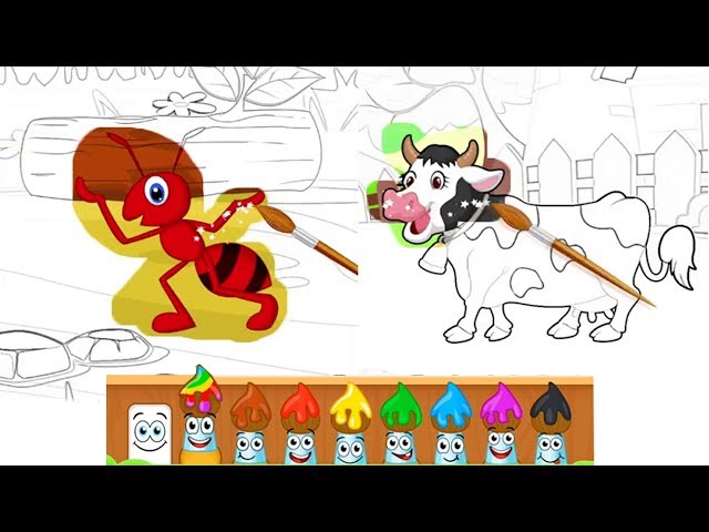 Coloring Book | How to Draw and Color Animals, Birds and Insects | Educational Videos | Kids School