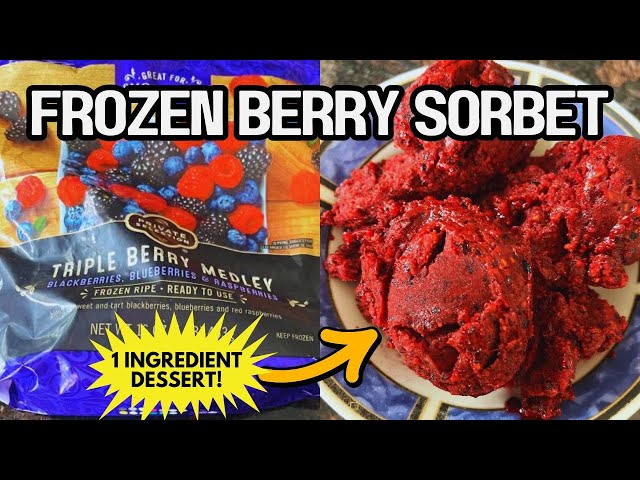 Frozen Berry Sorbet 🍧 5-Minute No-Churn Recipe | Healthy Summer Dessert That Tastes Like Ice Cream!