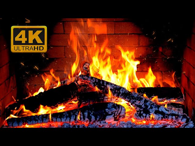 🔥 Fireplace 4K UHD! Fireplace with Crackling Fire Sounds. Fireplace Burning for Home