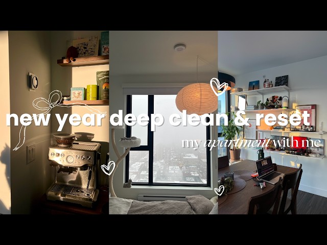 Homebody in Mtl | New year reset deep clean my messy apartment after being sick for 2 weeks 🧼🧺🧹