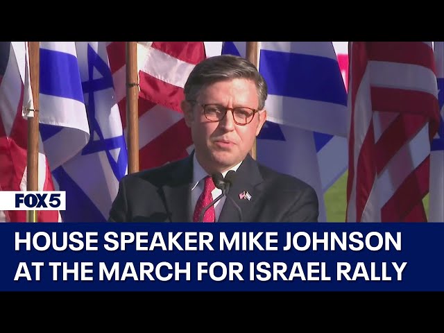 House Speaker Mike Johnson addresses crowd at the March for Israel rally in DC