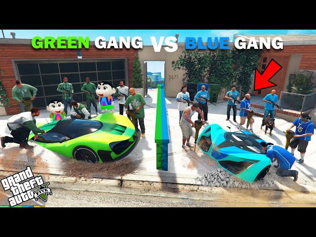 Franklin Blue Gang VS Shinchan Green Gang Buried Car Challenge In GTA 5!