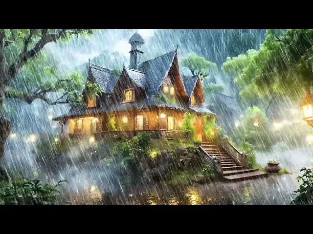 Sleep Instantly Within 5 Minutes with Heavy Rain & Thunder on Ancient House in Deep Jungle at Night