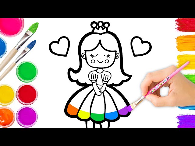 Drawing and Coloring princess | easy acrylic painting