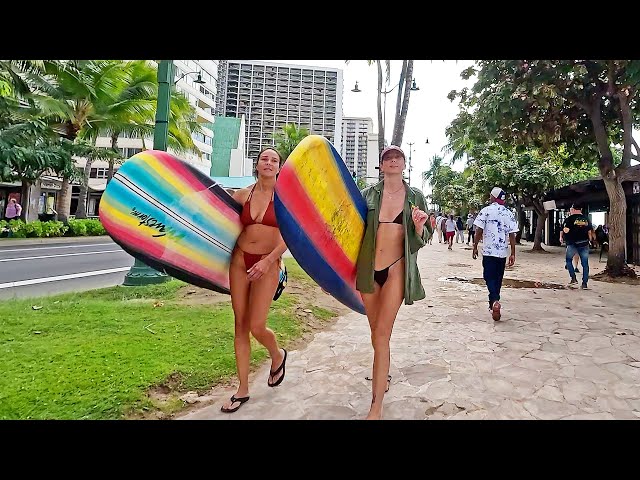 HAWAII PEOPLE 🏖 3 Hours - Walking on the Beach & Street in Waikiki [2025] #vacation #walking