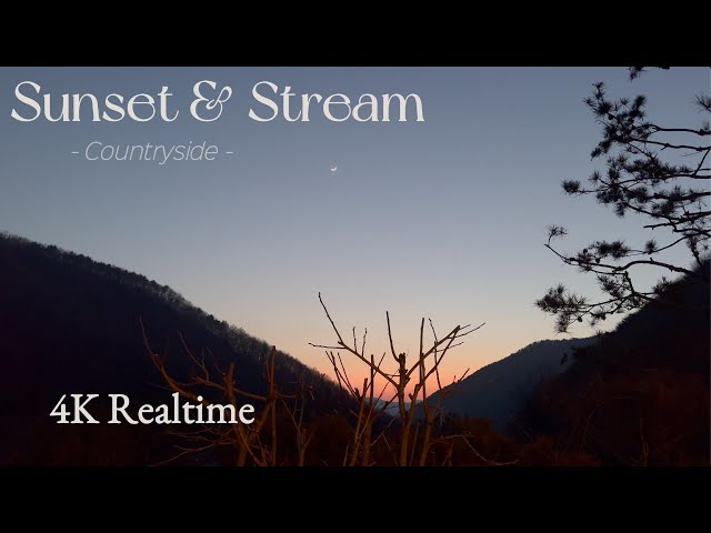 (4K) Sunset & Stream Relaxing ASMR Sound