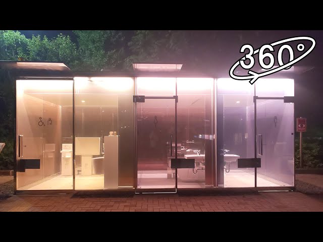 There is a See-Through Toilet in Shibuya, Tokyo, Japan【360° VR video】