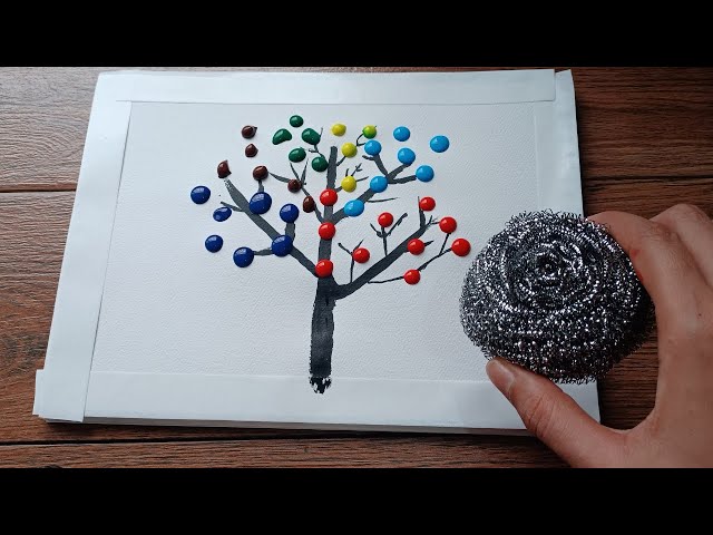 The easy way to paint a rainbow tree | acrylic painting for beginners