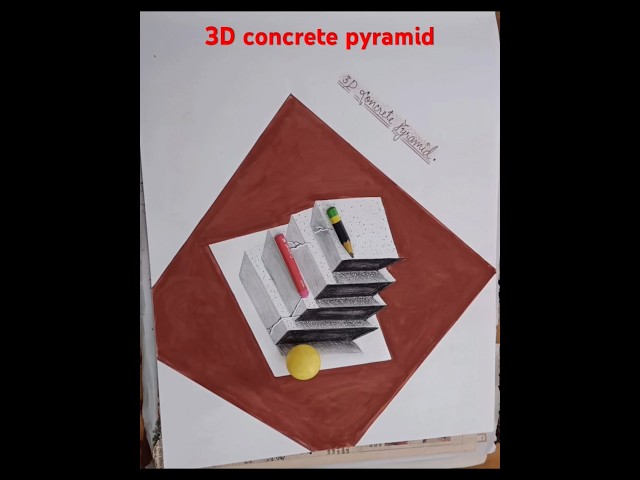 3D concrete pyramid drawing , My 3D Drawing #shorts #ytshorts #youtubeshorts #drawing #3D #art