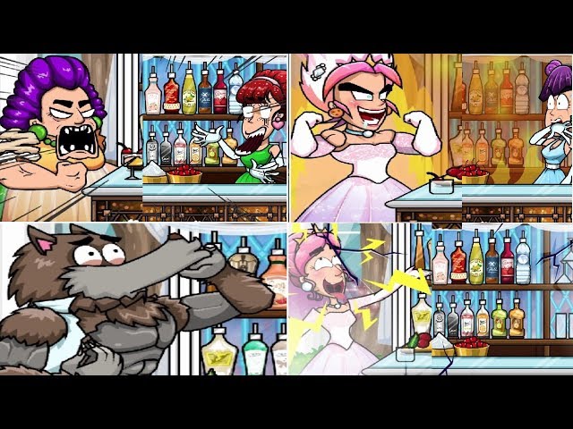 Bartender The Wedding Y8 - All 18 Endings Game, All Reactions, All recipes (Crazy Game)