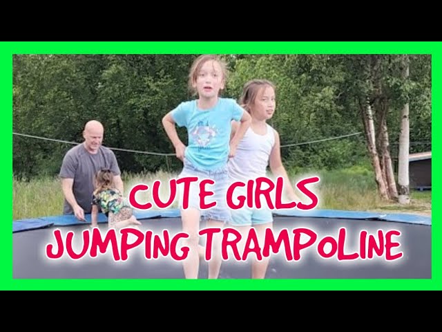 CUTE GIRLS JUMPING TRAMPOLINE