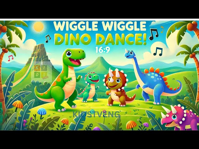 "Wiggle Wiggle Dino Dance! 🦖 Fun Dinosaur Song for Kids | Dance Along with Dinosaurs!" KIDSTVENG