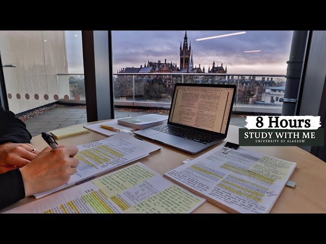 8 HOUR STUDY WITH ME at the LIBRARY | University of Glasgow,Background noise,10 min break, No Music