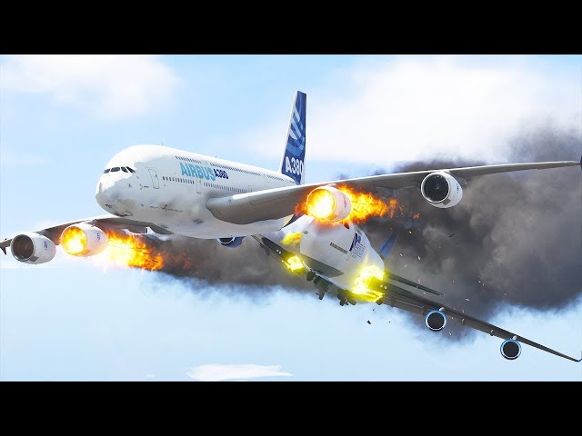 Qatar airbus a350 air plane hard emergency landing after mid air collision - GTA 5