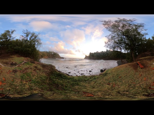 Sunrise Kapana Bay - Hawaii Island 360° / Relaxing in Nature , Ocean Waves Paradise VR 4K