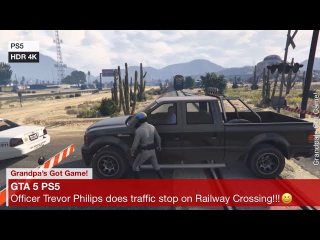 Officer Trevor Philips does traffic stop on railway crossing!!!😂