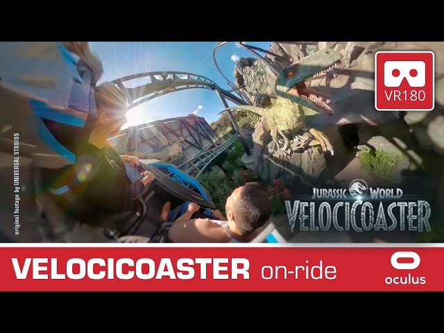 Crazy! VELOCICOASTER on-ride VR Roller Coaster VR180 Front Row POV Jurassic World Universal Orlando