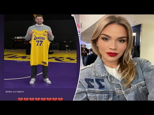 Luka Doncic’s fiancée reacts to seeing him with Lakers jersey for first time