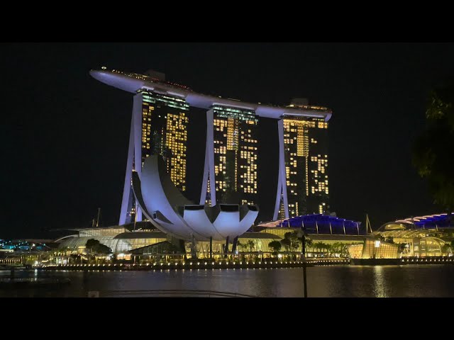 Singapore Marina Bay Sands at Night | Royalty Free Stock Footage - No Copyright Video | HD