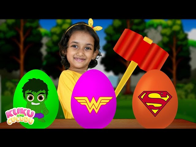 Surprise eggs superheroes | Kids songs - Kuku and Cucudu