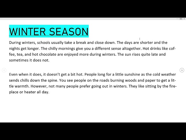 ENGLISH ESSAY ON WINTER SEASON