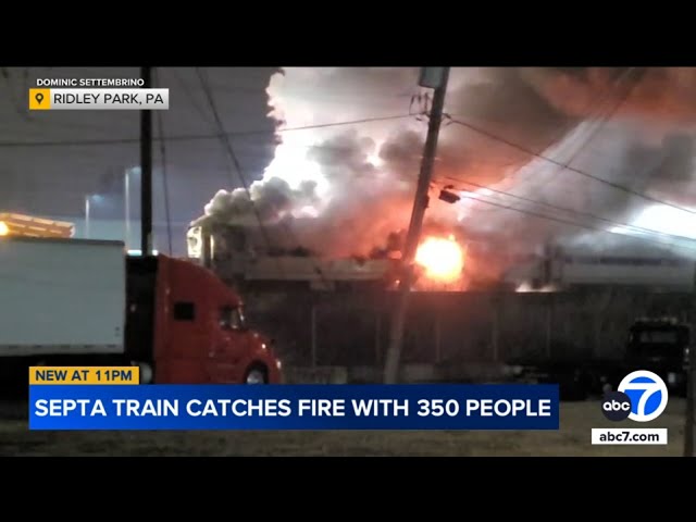 Train goes up in flames near Philadelphia; roughly 350 passengers evacuated