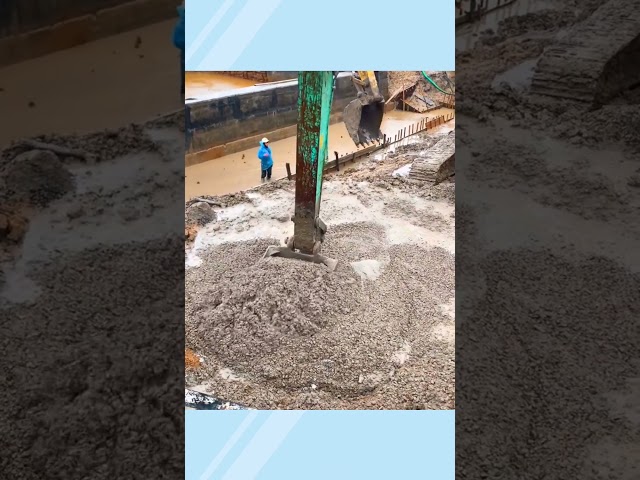 Excavator - Manual concrete mixing #excavator #construction #shorts