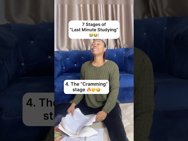 7 Stages of “Last Minute Studying” 😭😂 #shorts