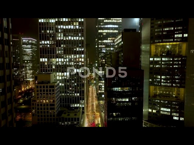 Frankfurt Skyline Aerial Skyline Highrises At Night - Downtown Germany City - 4k Stock Footage