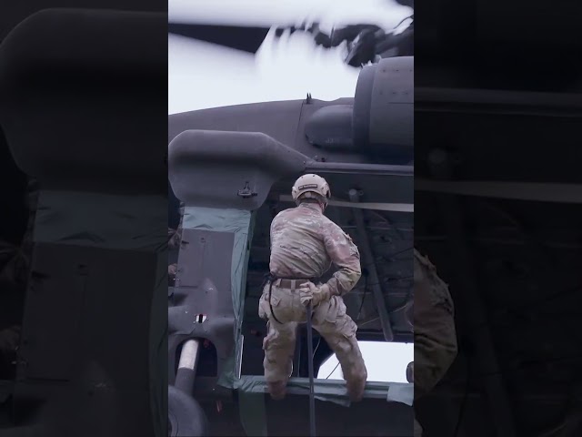 Soldiers rappel Rappel from a UH-60 Black Hawk #shorts #military